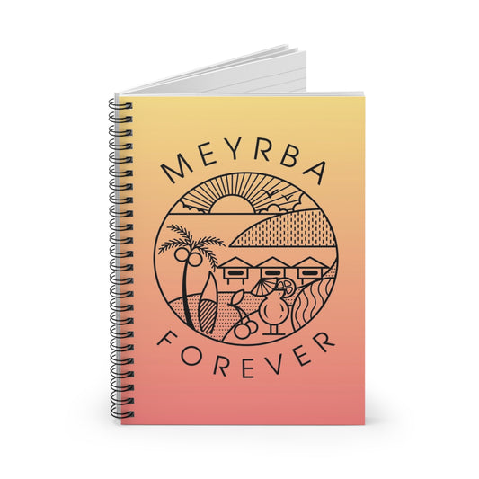 Sunset Spiral Notebook - MEYBA Forever, Motivational Journal, Perfect Gift for Students, Beach Lover Notebook, Aesthetic Writing Pad