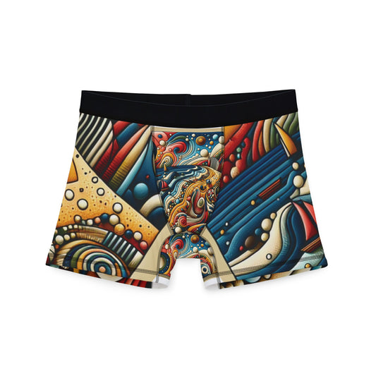 Men's Artistic Pattern Boxers, Fun Underwear for Men, Vibrant AOP Boxers, Unique Gift for Him, Colorful Boxer Shorts, Creative Loungewear