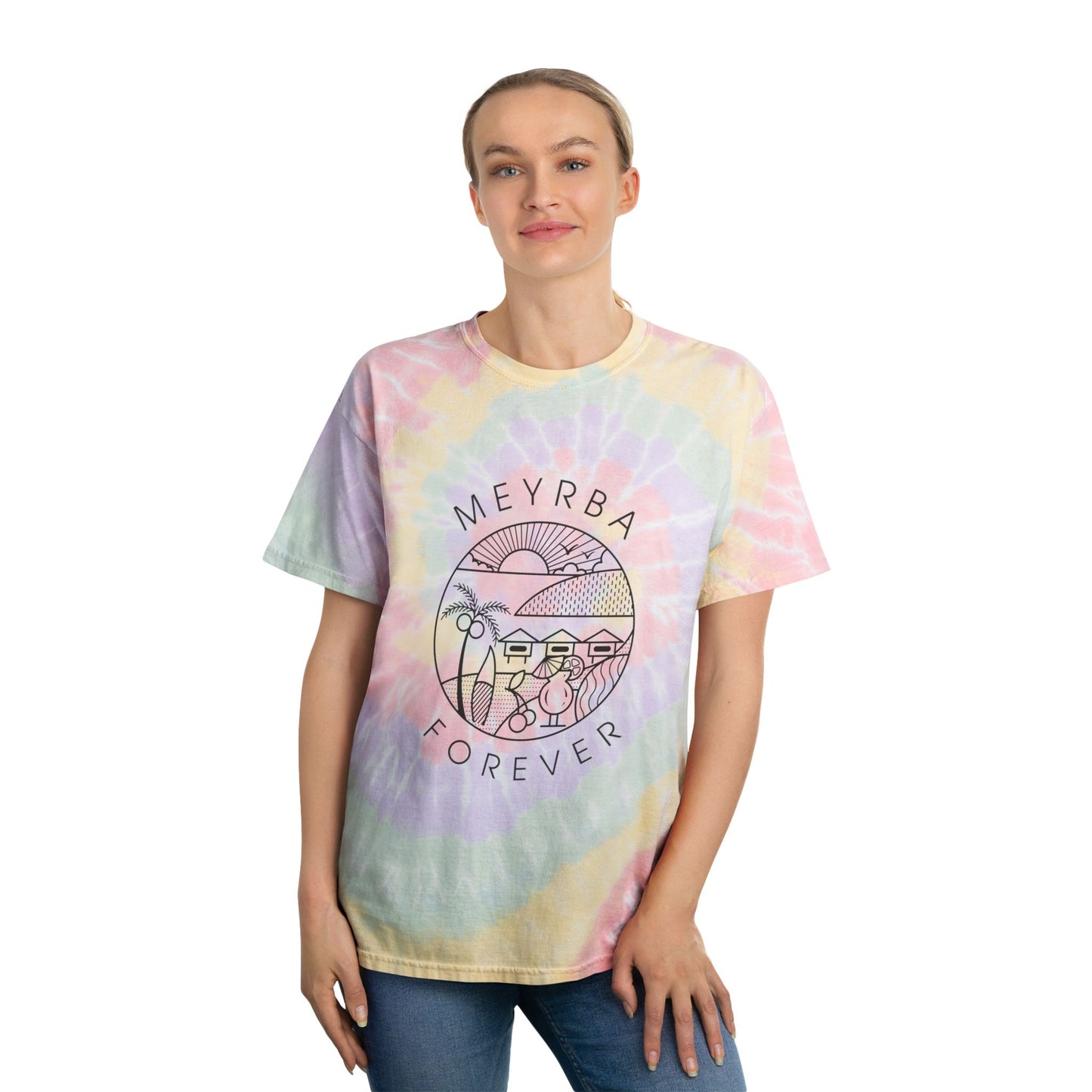 Colorful Tie-Dye Tee for Summer Vibes | Casual Wear, Festival Fashion, Gift for Friends, Meyrba Forever Design, Beach Day Outfit