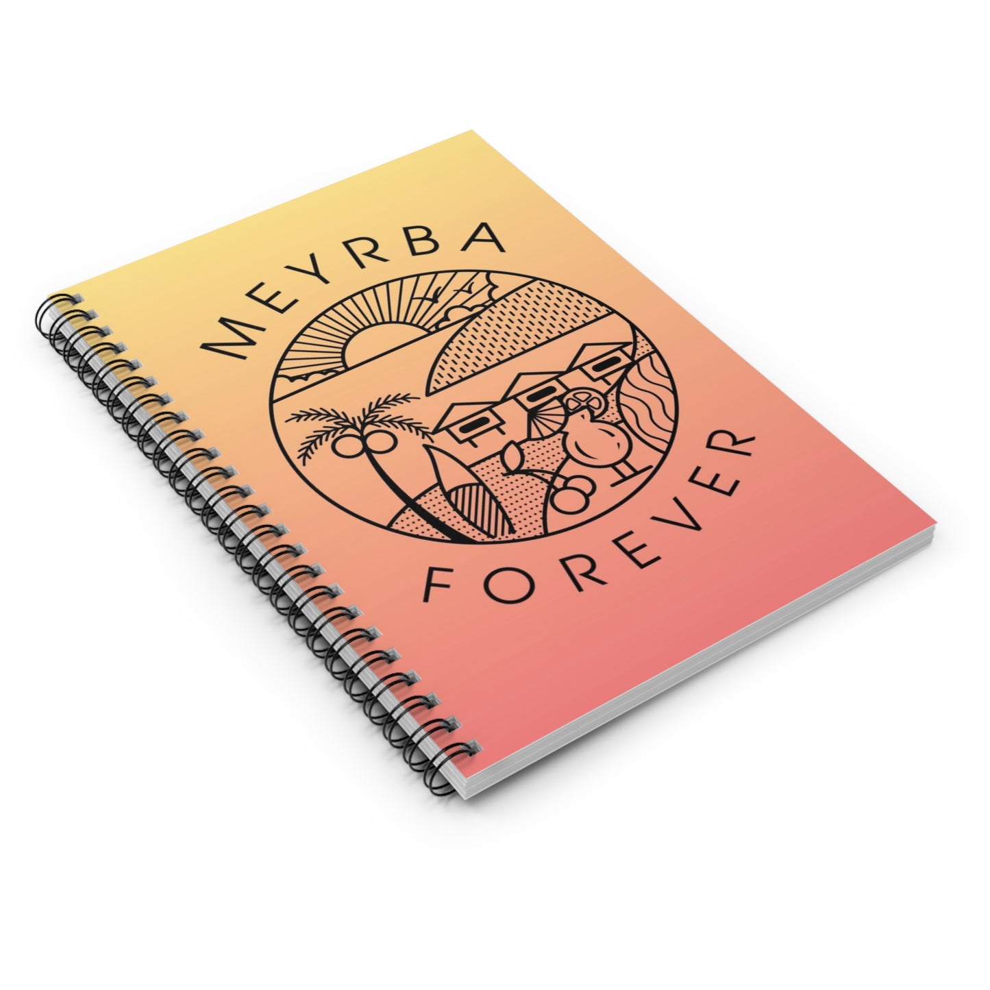 Sunset Spiral Notebook - MEYBA Forever, Motivational Journal, Perfect Gift for Students, Beach Lover Notebook, Aesthetic Writing Pad